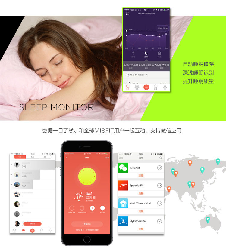 Misfit Flash 智能手環(huán) 瑪瑙黑（無需充電 生活防水 運動睡眠監(jiān)測 時間顯示 音樂自拍手機控制）