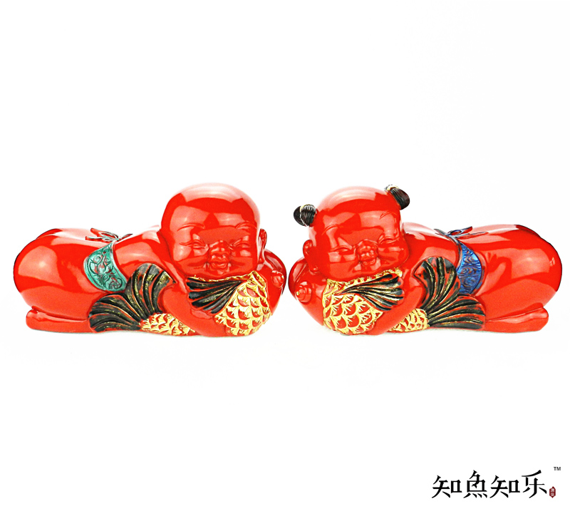 喜魚福娃擺件